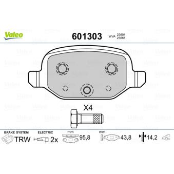 Jeu de 4 plaquettes de frein arrière VALEO OEM 77367241