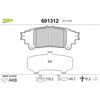 Jeu de 4 plaquettes de frein arrière VALEO OEM 0446647050
