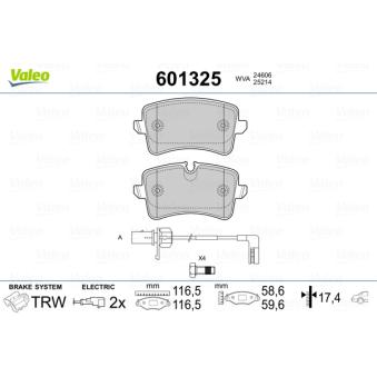 Jeu de 4 plaquettes de frein arrière VALEO OEM 4H0698451L
