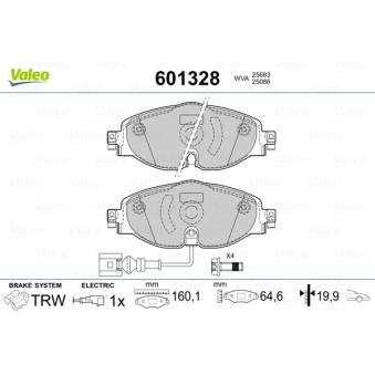 Jeu de 4 plaquettes de frein avant VALEO OEM 5Q0698151AA