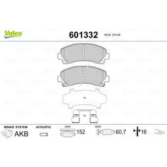 Jeu de 4 plaquettes de frein avant VALEO OEM 8980791040