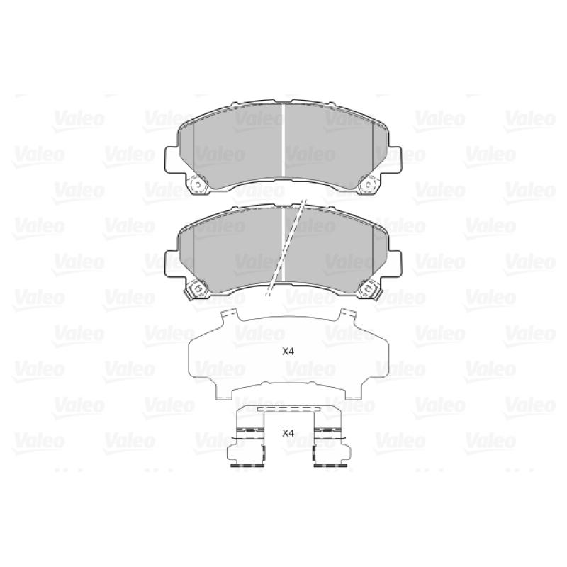 Jeu de 4 plaquettes de frein avant VALEO 601332 - Visuel 1