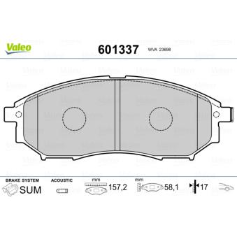 Jeu de 4 plaquettes de frein avant VALEO OEM D10605X00A Jeu de 4 plaquettes de frein avant VALEO OEM D10605X00A