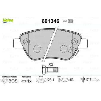 Jeu de 4 plaquettes de frein avant VALEO OEM 1605184