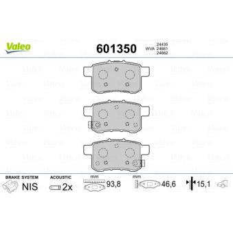 Jeu de 4 plaquettes de frein arrière VALEO OEM 43022TL1G02 Jeu de 4 plaquettes de frein arrière VALEO OEM 43022TL1G02