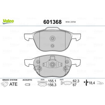 Jeu de 4 plaquettes de frein avant VALEO OEM BV612001C3B
