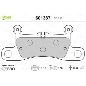 Jeu de 4 plaquettes de frein arrière VALEO OEM JZW698451R
