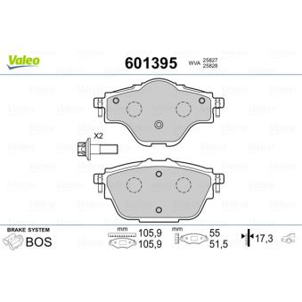 Jeu de 4 plaquettes de frein arrière VALEO OEM 95525386