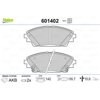 Jeu de 4 plaquettes de frein avant VALEO OEM DFY53328Z