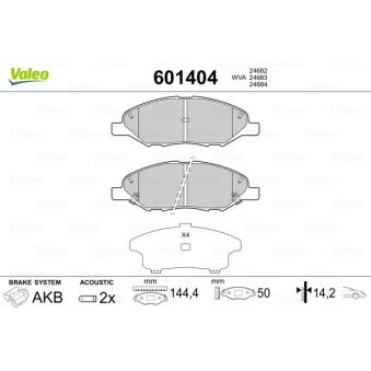 Jeu de 4 plaquettes de frein avant VALEO OEM 41060AX000