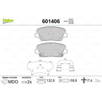 Jeu de 4 plaquettes de frein avant VALEO OEM 581013VA90