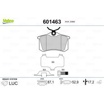 Jeu de 4 plaquettes de frein arrière VALEO OEM 2Q0698451B