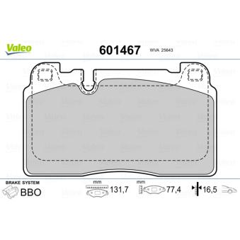 Jeu de 4 plaquettes de frein avant VALEO OEM 95B698151H