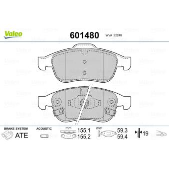 Jeu de 4 plaquettes de frein avant VALEO OEM 77368048