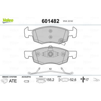 Jeu de 4 plaquettes de frein avant VALEO OEM 95524972