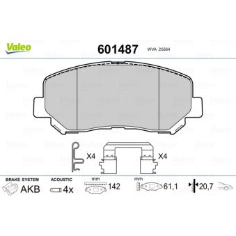 Jeu de 4 plaquettes de frein avant VALEO OEM 68225170AC