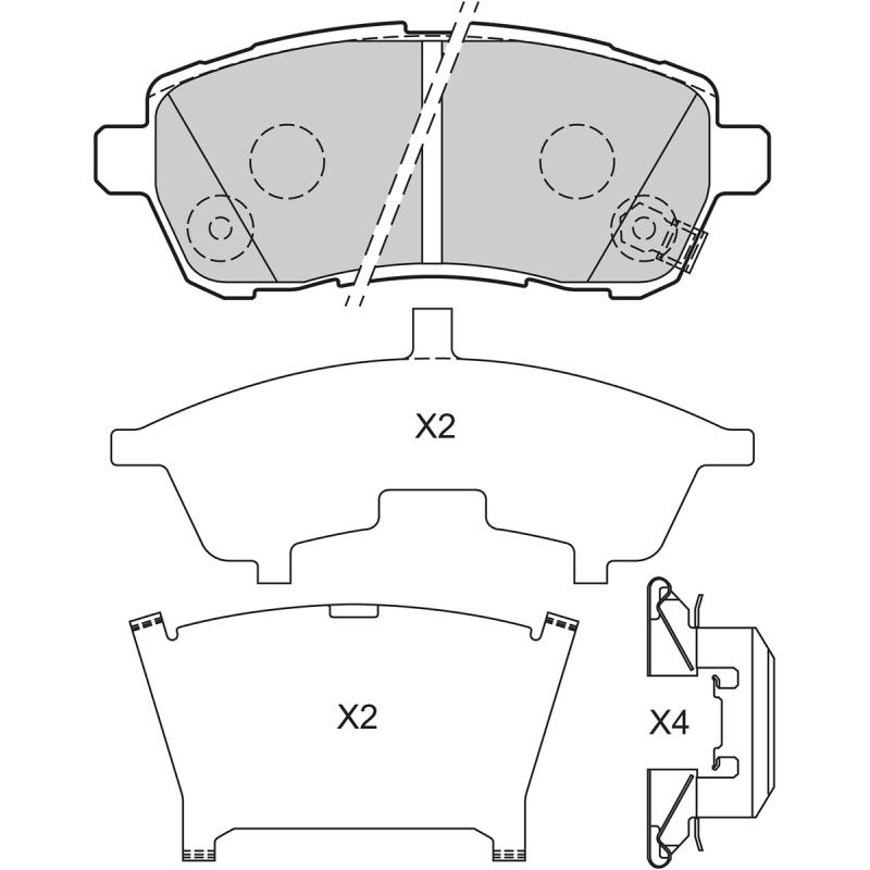 Jeu de 4 plaquettes de frein avant VALEO 601493 - Visuel 1