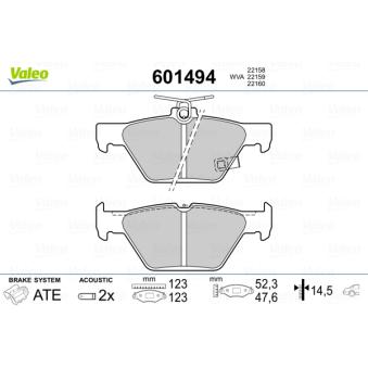 Jeu de 4 plaquettes de frein arrière VALEO OEM 26696AL000
