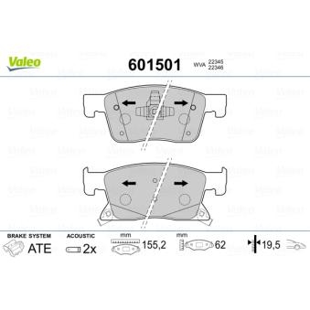 Jeu de 4 plaquettes de frein avant VALEO OEM 13478301