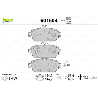 Jeu de 4 plaquettes de frein avant VALEO OEM 0004208700