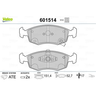 Jeu de 4 plaquettes de frein avant VALEO OEM 68102483AB