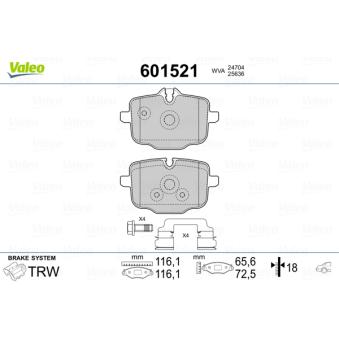 Jeu de 4 plaquettes de frein arrière VALEO OEM 34216896975