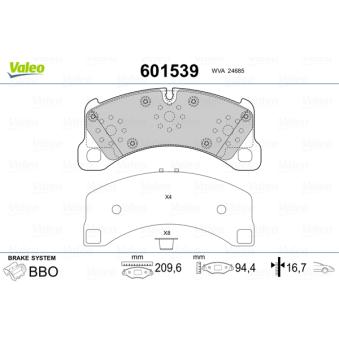 Jeu de 4 plaquettes de frein avant VALEO OEM 95835193930