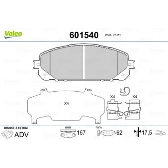 Jeu de 4 plaquettes de frein avant VALEO OEM 2AMV3327AB