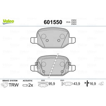 Jeu de 4 plaquettes de frein arrière VALEO OEM 77366456