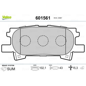 Jeu de 4 plaquettes de frein arrière VALEO OEM 0446648060