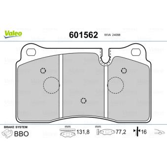 Jeu de 4 plaquettes de frein avant VALEO OEM SFP500070