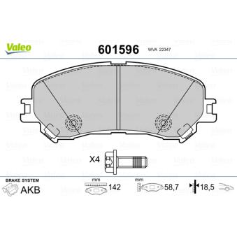 Jeu de 4 plaquettes de frein avant VALEO OEM 410606124R