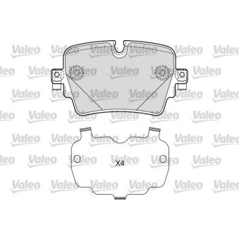 Jeu de 4 plaquettes de frein arrière VALEO OEM T2R12793