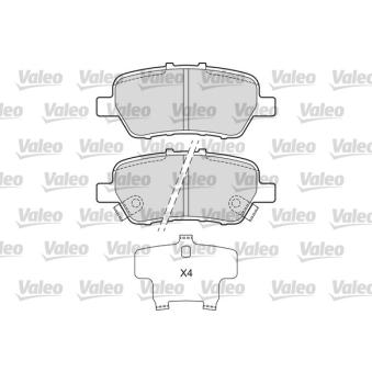 Jeu de 4 plaquettes de frein arrière VALEO OEM 43022SFE000