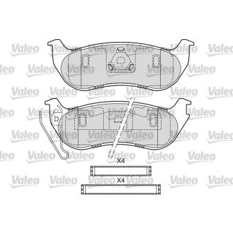 Jeu de 4 plaquettes de frein arrière VALEO OEM 5083882AB
