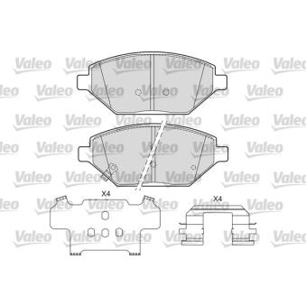 Jeu de 4 plaquettes de frein avant VALEO OEM 42349236