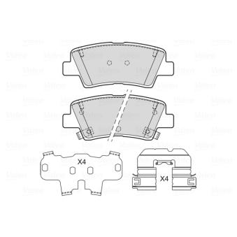 Jeu de 4 plaquettes de frein arrière VALEO OEM 583022TA40