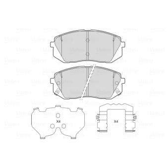 Jeu de 4 plaquettes de frein avant VALEO OEM 581013ZA06