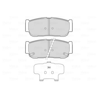 Jeu de 4 plaquettes de frein arrière VALEO OEM 4841321A20