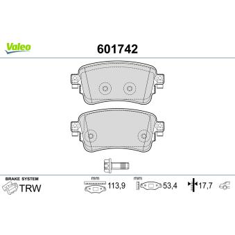 Jeu de 4 plaquettes de frein arrière VALEO 601742