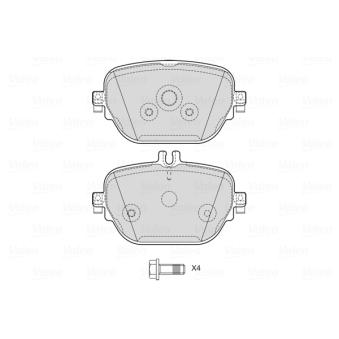 Jeu de 4 plaquettes de frein arrière VALEO 601767