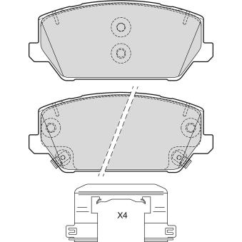 Jeu de 4 plaquettes de frein avant VALEO OEM 58101I3A00