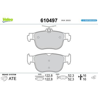 Jeu de 4 plaquettes de frein arrière VALEO 610497 pour AUDI 200 1.0 eTSI - 110cv