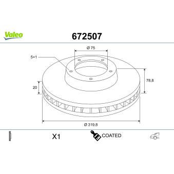 Jeu de 2 disques de frein arrière VALEO OEM 34216868940