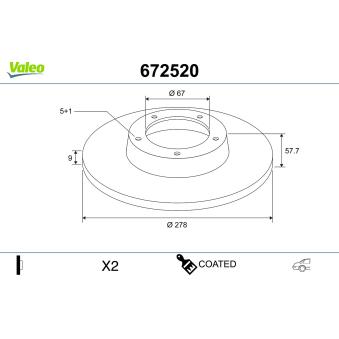 Jeu de 2 disques de frein arrière VALEO OEM A0004231312