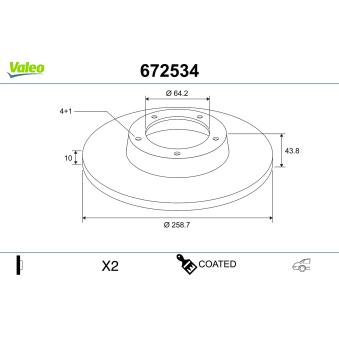 Jeu de 2 disques de frein arrière VALEO OEM 34211503070