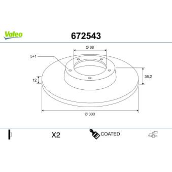 Jeu de 2 disques de frein arrière VALEO OEM 8K0615601J