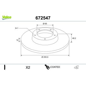 Jeu de 2 disques de frein arrière VALEO OEM 1K0615601AC