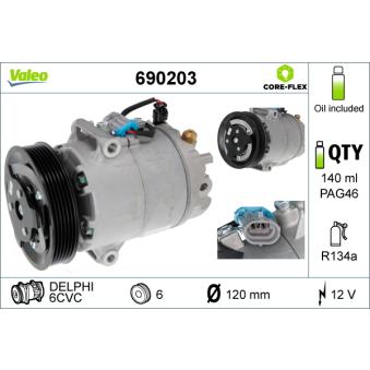 Compresseur, climatisation VALEO 690203 pour OPEL ASTRA 1.4 - 140cv