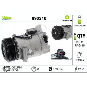 Compresseur, climatisation VALEO 690210 pour JAGUAR XK 1.6 CDTi - 110cv